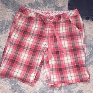 Girls Plaid Shorts with Adjustable tie